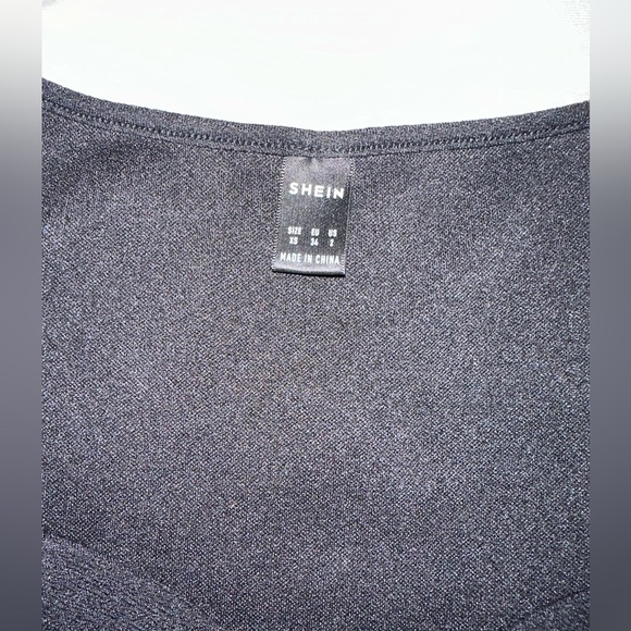 SHEIN Corset Mesh Lantern Sleeve Crop Top - Picture 3 of 5